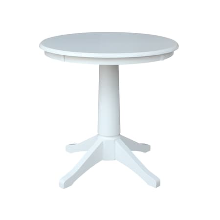 International Concepts Round 30 in Round Top Pedestal Table, 28.9 inH, White, 30 in W, 30 in L, 29.9 in H, Wood, White K08-30RT-27B